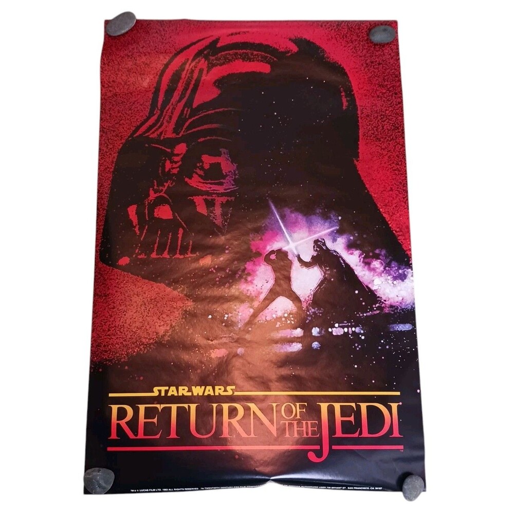 Vtg Star Wars Return of the Jedi Movie Poster 1983 34x22 VGUC Darth Vader